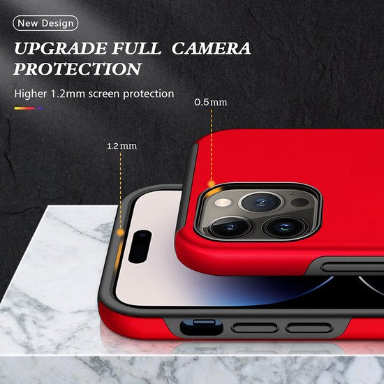 iPhone 15 Pro Hoesjes – Anti-drop Backcover – Vingerring & Magneet – Rood-Ilumina Benelux