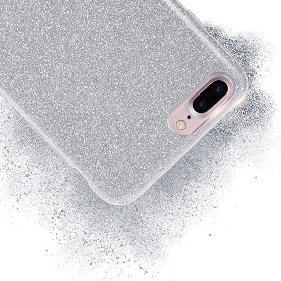 iPhone 7 Plus/8 Plus Hoesjes – Siliconen TPU Backcover – Glitter BlingBling Cover – Zilver-Ilumina Benelux
