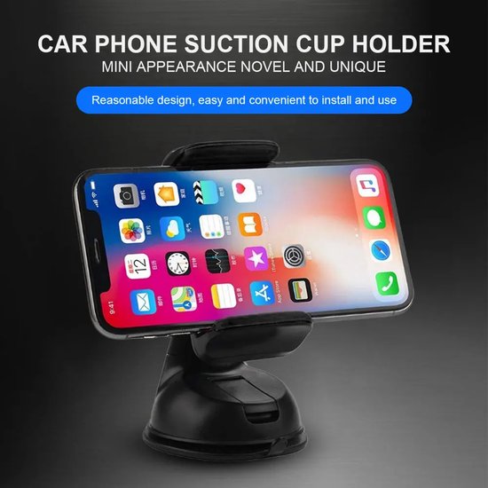 Telefoonhouder auto – Zuignap Dashboard & Raam – Verstelbaar – 360° Draaibaar – Zwart-Ilumina Benelux
