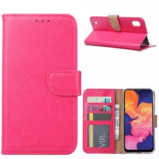 Samsung Galaxy A10 Hoesjes – Portemonnee Hoes – Pasjeshouder – 2x Gehard Glas Screenprotector – Roze-Ilumina Benelux