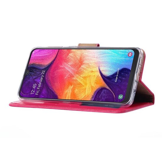 Samsung Galaxy A30S Hoesjes – Portemonnee Hoes – Pasjeshouder – 2x Gehard Glas Screenprotector – Roze