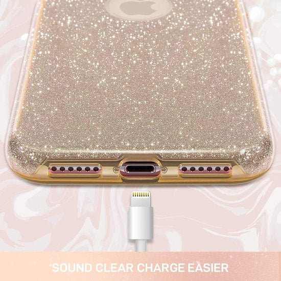 Samsung Galaxy M21 Hoesjes – Siliconen TPU Backcover – Glitter BlingBling – Schokbestendig – Goud-Ilumina Benelux