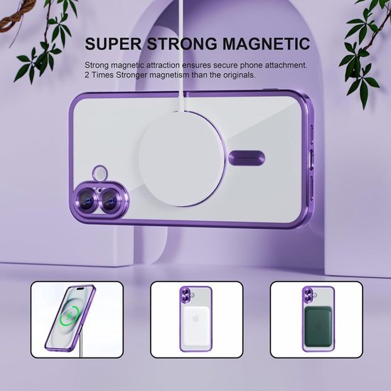 iPhone 16 Hoesjes – MagSafe Compatible Backcover – Ingebouwde Camerabescherming – Paars-Ilumina Benelux