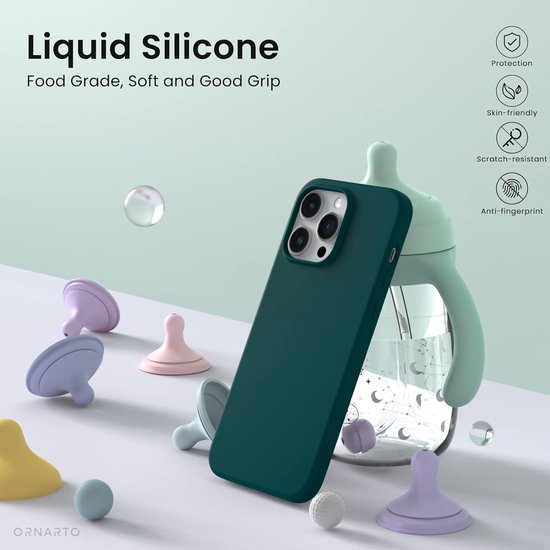 iPhone 14 Pro Max Hoesjes – Liquid Siliconen Backcover – Inclusief Screenprotector – Schokbestendig – Groen-Ilumina Benelux