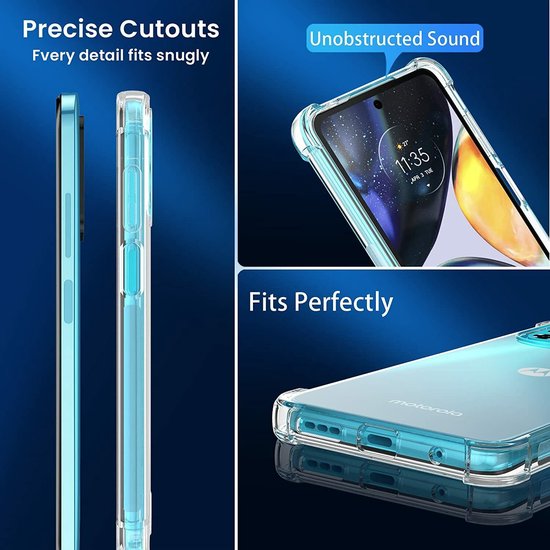 Motorola Moto G22 Hoesjes – Siliconen Backcover – Schokbestendig Anti-Shock – Transparant – 2x Screenprotector-Ilumina Benelux