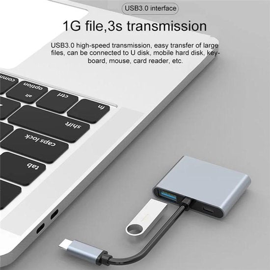 USB-C Docking Station – 4-in-1 Hub – 2x HDMI 4K 60Hz Dual Monitor – USB 3.0 – Zwart-Ilumina Benelux