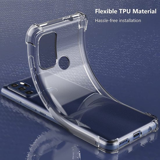 Motorola Moto G60s Hoesjes – Siliconen Backcover – Schokbestendig Anti-Shock – Transparant + 3x Screenprotector-Ilumina Benelux