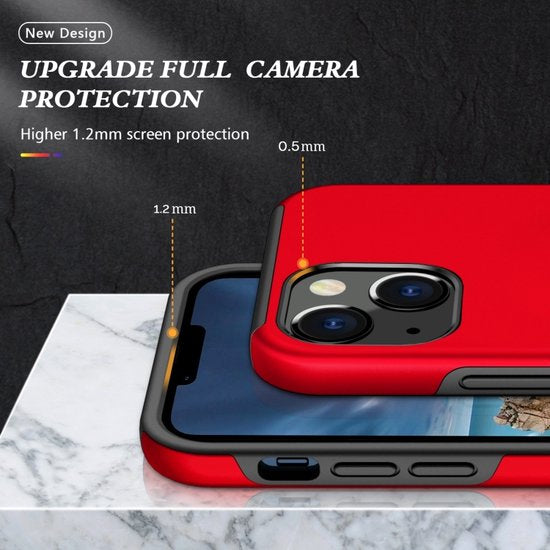 iPhone 15 Plus Hoesjes – Backcover met Vingerring & Magneet – Anti-drop – Rood-Ilumina Benelux