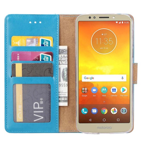 Bookcase Geschikt voor: Motorola Moto E5 Plus - Turquoise - Portemonnee hoesje