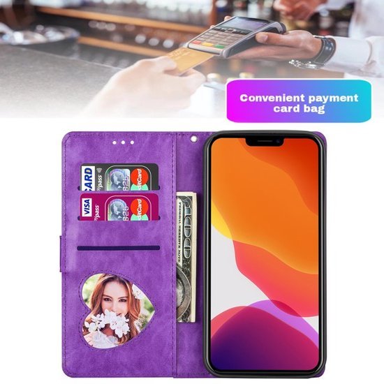 iPhone 13 Pro Hoesjes – Glitter Portemonnee Hoes – Rits & Koord – Paars-Ilumina Benelux