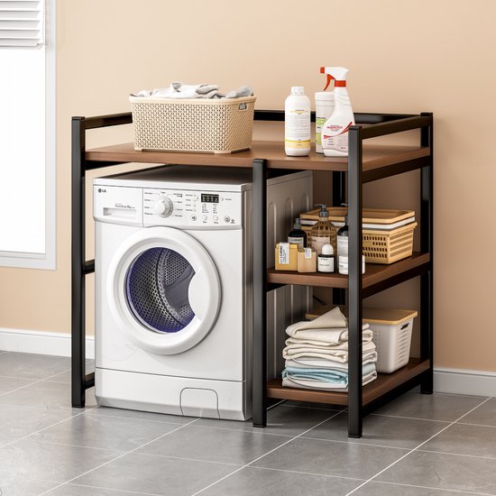 Wasmachine ombouwrek – 3 planken – Opbergrek voor wasmachine en droger – Kast voor badkamer/keuken/wc – Wit-Opbergrek-Ilumina Benelux
