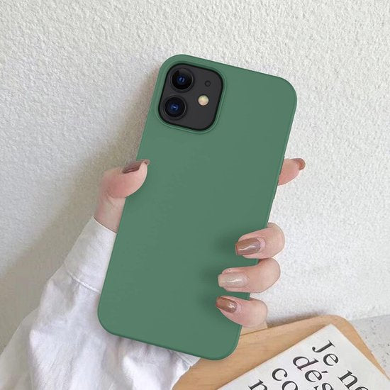 iPhone 12 Mini Hoesjes – Soft Touch Liquid Silicone TPU Backcover – Flexibel – Incl. Screenprotector – Groen-Ilumina Benelux
