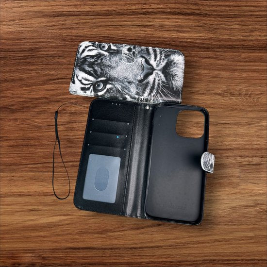 Xiaomi Redmi 10C Hoesjes – Portemonnee Book Case – Pasjeshouder – Magneetsluiting – Tijgerprint-Ilumina Benelux