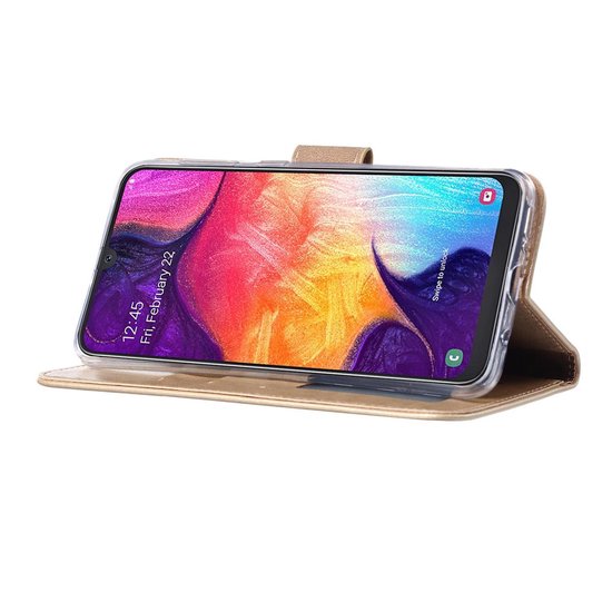 Samsung Galaxy A70/A70S Hoesjes – Portemonnee Hoes – Pasjeshouder – Magneetsluiting – Goud-Ilumina Benelux