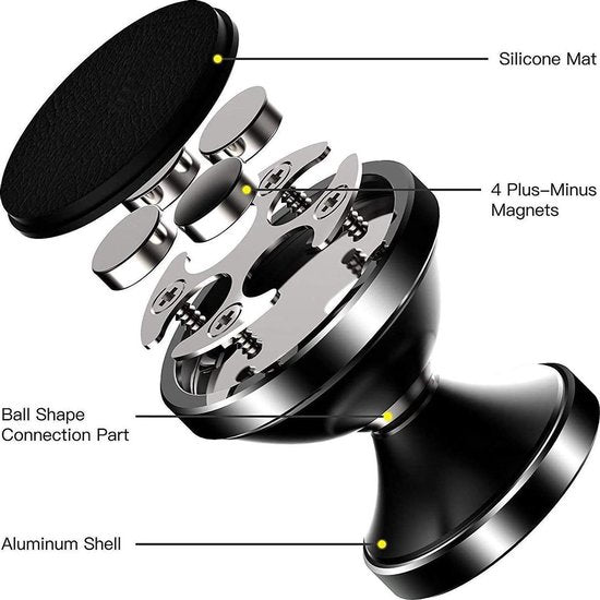 Telefoonhouder auto – Magneet Autohouder Rond – 360° Draaibaar – Universeel – Goud-Ilumina Benelux
