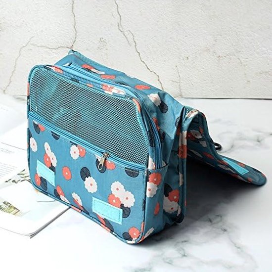 Toilettas met haak – Ophangbare travel organizer – Meerdere vakken – Voor kamperen, vakantie & reizen-Toilettas-Ilumina Benelux