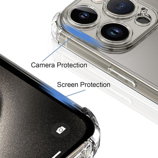 iPhone 15 Pro Hoesjes – Siliconen Backcover TPU – Schokbestendig – Camera All-Round Bescherming – Transparant-Ilumina Benelux