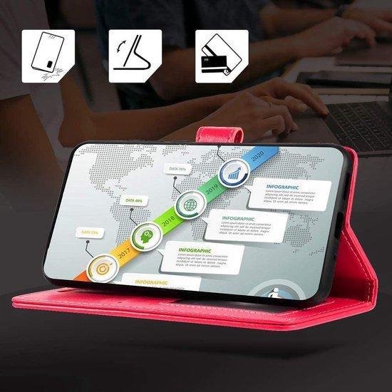 Sony Xperia 5 III Hoesjes – Portemonnee Bookcase – Pasjeshouder – 2x Screenprotector – Roze-Ilumina Benelux