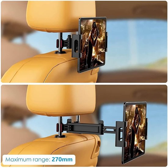 Tablethouder auto – Hoofdsteun montage – Voor telefoon & tablet 5-12.9 inch – Achterbank kinderen – Zwart-Ilumina Benelux