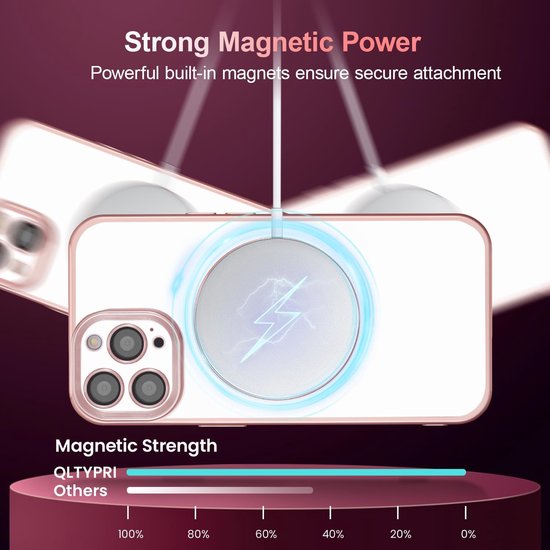 iPhone 15 Pro Hoesjes – Magnetische Backcover met MagSafe – Camera Lens Protector – Roségoud-Ilumina Benelux