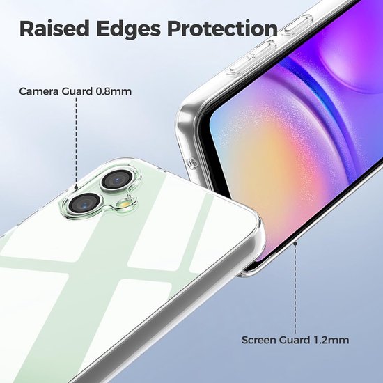 Samsung Galaxy A05 Hoesjes – Transparante Siliconen Backcover – Inclusief 2x Screenprotector Gehard Glas – Anti-kras-Ilumina Benelux