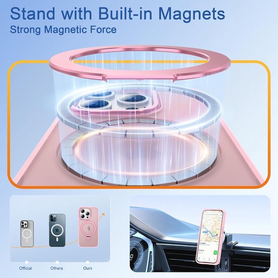 iPhone 17 Pro Max Hoesjes – MagSafe Backcover met Standaard – Schokbestendig – Roze-Ilumina Benelux