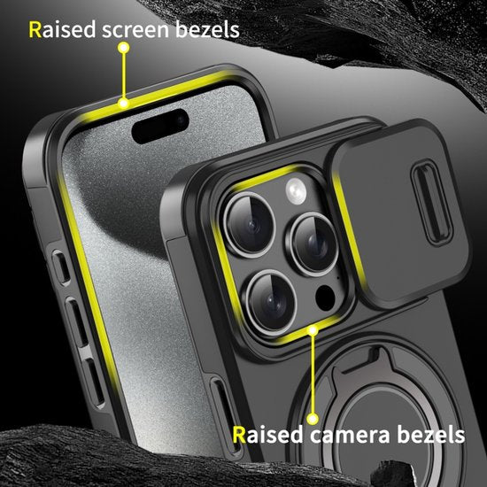 iPhone 13 Hoesjes – Backcover – Magnetische Ringhouder – Sliding Lens Camshield – Roze-Ilumina Benelux