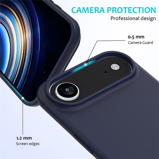 iPhone Air Hoesjes – Liquid Siliconen Backcover – Soft Touch – Schokbestendig – Middernachtblauw-Ilumina Benelux
