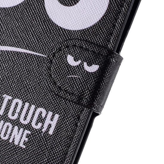 Samsung Galaxy A20s Hoesjes – Hardcase Backcover – Print Don't Touch My Phone – Zwart-Ilumina Benelux