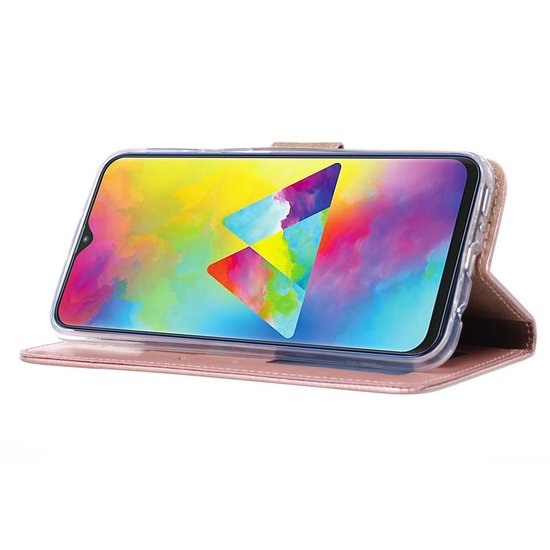 Samsung Galaxy M20 Hoesjes – Portemonnee Bookcase – Pasjeshouder – Magneetsluiting – Roségoud-Ilumina Benelux