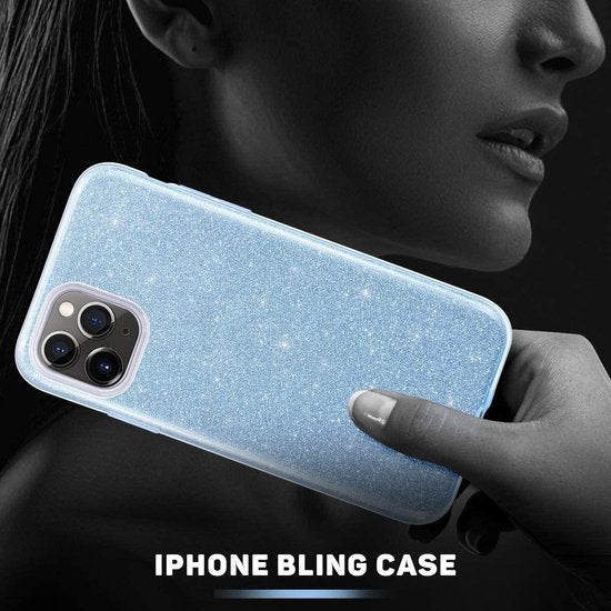 iPhone 11 Pro Hoesjes – Siliconen TPU Backcover – Glitter BlingBling Cover – Blauw-Ilumina Benelux