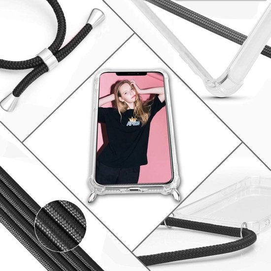 Transparant hoesje met koord - Anti-shock Back Cover geschikt voor: Samsung Galaxy S20 Plus