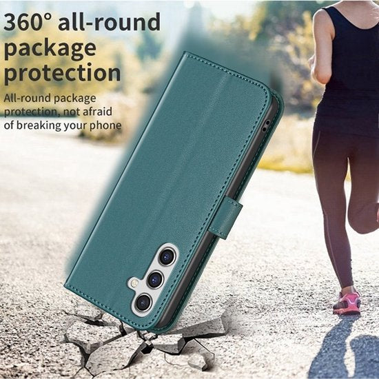 Samsung Galaxy S25 Edge Hoesjes – Portemonnee Bookcase – Pasjeshouder – 3x Gehard Glas Screenprotector – Groen-Ilumina Benelux