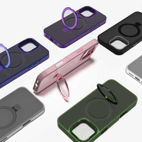 iPhone 17 Hoesjes – MagSafe Backcover met Standaard – Schokbestendig – Zwart-Ilumina Benelux