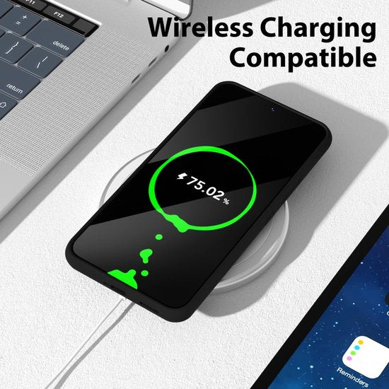 Liquid Solid Silicone Hoesje Geschikt voor: Samsung Galaxy S22 Plus - Zwart