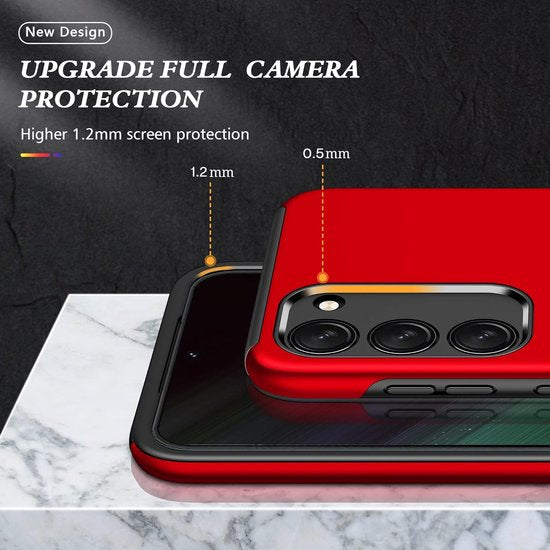 Samsung Galaxy S22 Plus Hoesjes – Hardcase Backcover met Vingerring – Anti-drop – Rood-Ilumina Benelux