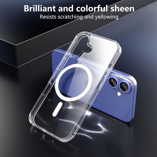 iPhone 16 Plus Hoesjes – Magnetische Transparante Backcover – MagSafe Compatibel – 2x Screenprotector + Camera Lens Protector – Doorzichtig-Ilumina Benelux