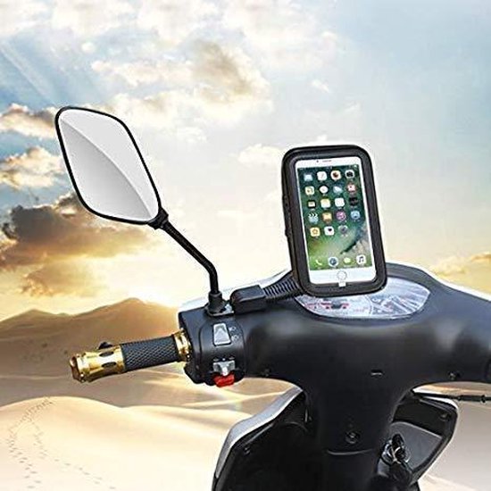 Telefoonhouder motor & fiets – Waterdichte tas – 360° draaibaar – Zonder gereedschap – Voor stuur scooter & brommer – Zwart-Ilumina Benelux