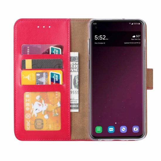 Samsung Galaxy S10 Hoesjes – Portemonnee Hoes – Bookcase – Pasjeshouder – Roze-Ilumina Benelux