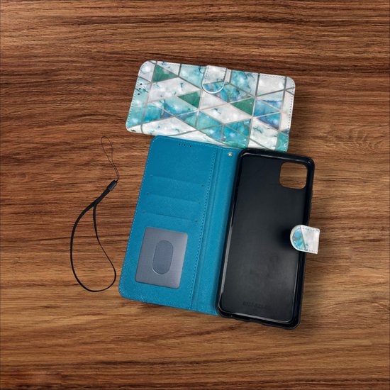Samsung Galaxy A22 5G Hoesjes – Portemonnee Book Case – Pasjeshouder – Magneetsluiting – Marmer Print-Ilumina Benelux