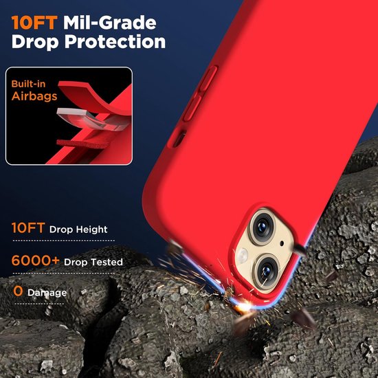 iPhone 15 Plus Hoesjes – Liquid Silicone Backcover – Flexibele TPU – Schokbestendig – Rood-Ilumina Benelux