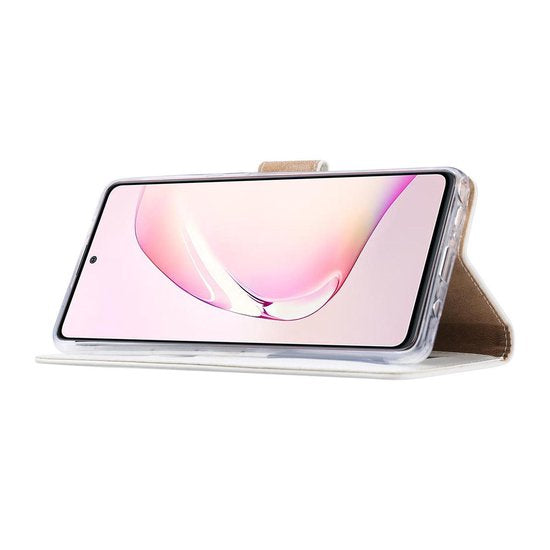 Samsung Galaxy Note 10 Lite Hoesjes – Bookcase Portemonnee Hoes – Pasjeshouder – Magneetsluiting – Wit-Ilumina Benelux