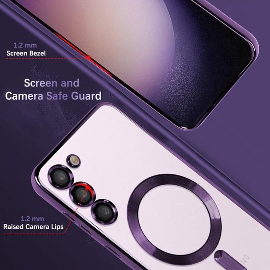 Samsung Galaxy S23 Hoesjes – Magnetische MagSafe Backcover TPU – Camerabescherming – Paars