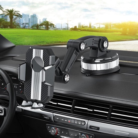 Telefoonhouder auto – Zuignap houder voor voorruit & dashboard – Stevige grip – 360° draaibaar – Zwart-Ilumina Benelux