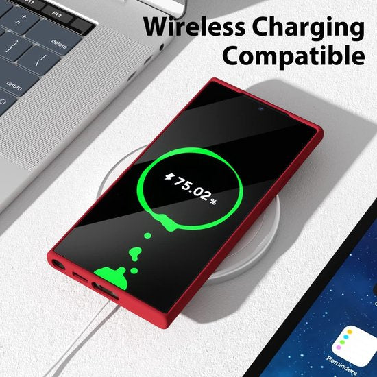 Samsung Galaxy S22 Ultra Hoesjes – Liquid Silicone Backcover – Soft Touch – Schokbestendig – Rood-Ilumina Benelux