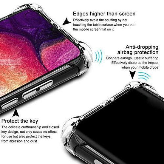 Samsung Galaxy A60 Hoesjes – Transparante TPU Backcover – 2x Gehard Glas Screenprotector – Anti-kras-Ilumina Benelux