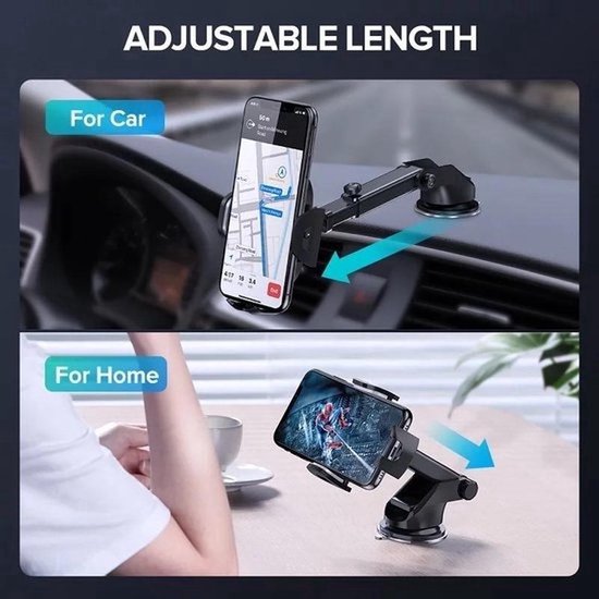 Telefoonhouder auto – Zuignap voor voorruit & dashboard – 360° draaibaar – Geschikt voor iPhone 12/13/14 – Zwart-Ilumina Benelux