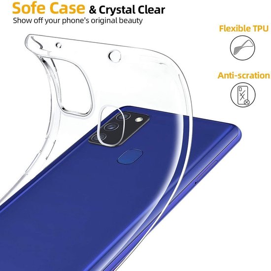 Silicone hoesje Transparant met 2 Pack Screenprotector Glas Geschikt voor: Samsung Galaxy M51