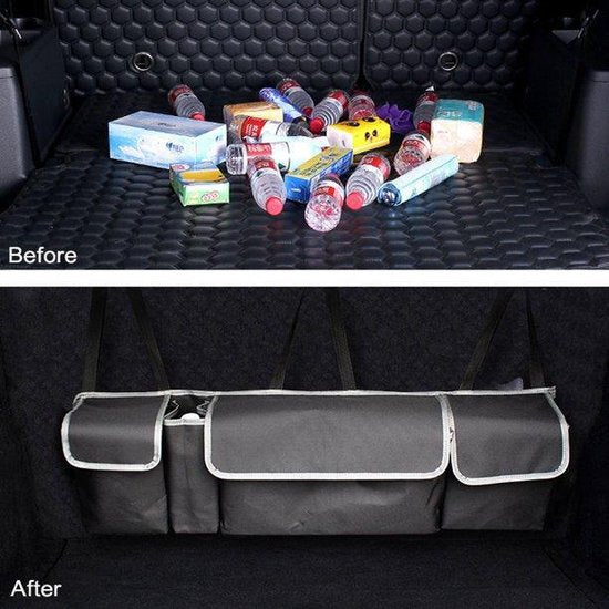 Auto kofferbak organizer – Achterbank opbergdoos tas – Universeel voor auto & caravan – 35.43x9.8x4.7 inch – Zwart-Opberger-Ilumina Benelux