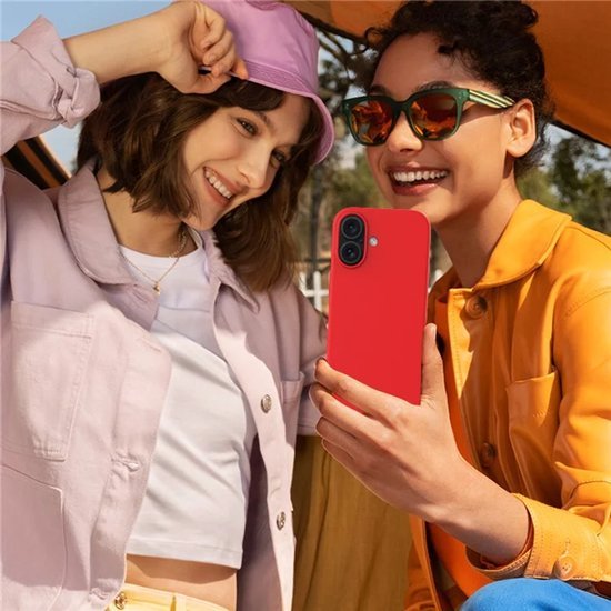 iPhone 16 Plus Hoesjes – Liquid Siliconen Backcover – Screenprotector & Camera Lens Protector – Rood-Ilumina Benelux